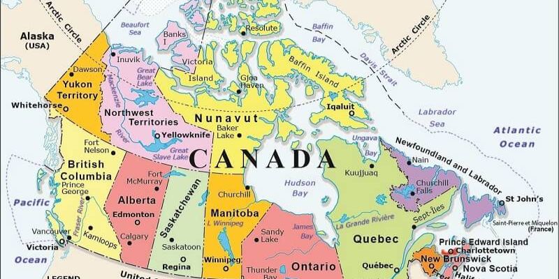 Theo bản đồ Canada hiện đang là quốc gia lớn thứ hai trên thế giới