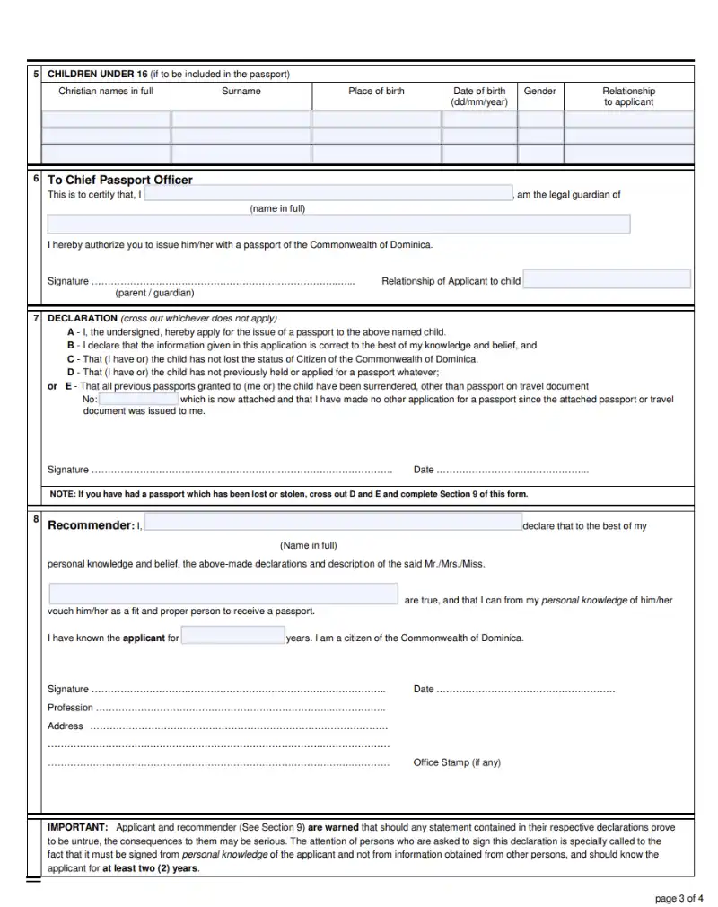 Mẫu đơn tải về để làm hộ chiếu tờ 3