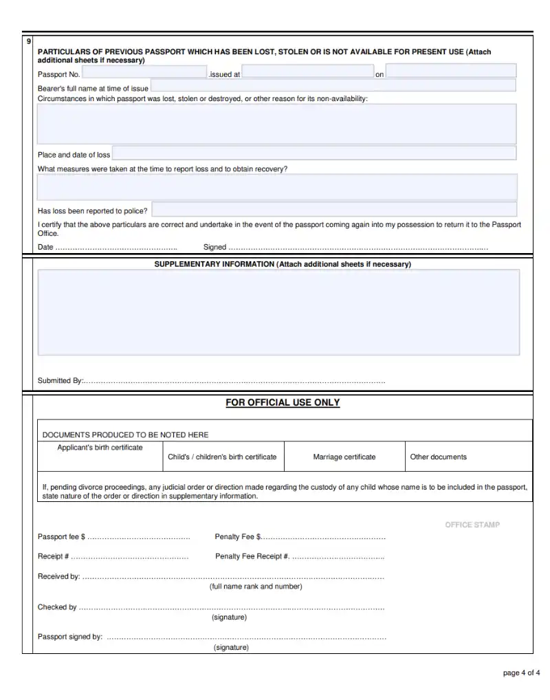 Mẫu đơn tải về để làm hộ chiếu tờ 4